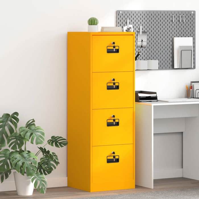 （ON SALE)Cabinet de Dossier - Caisson de Bureau - meuble de rangement Jaune moutarde 44x50x106.5 cm @FR(687291)