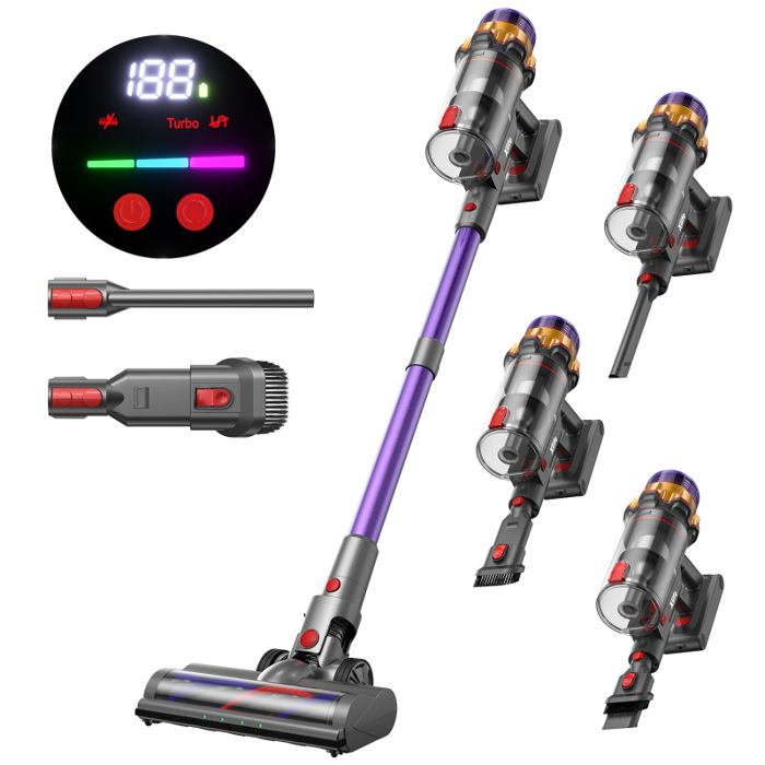 Aspirateur Sans Fil 48 kPa  4 Modes 50 Min Autonomie Filtre HEPA 7 Niveaux Tête 180° & Technologie GreenLight- ASPIRATEUR BALAI