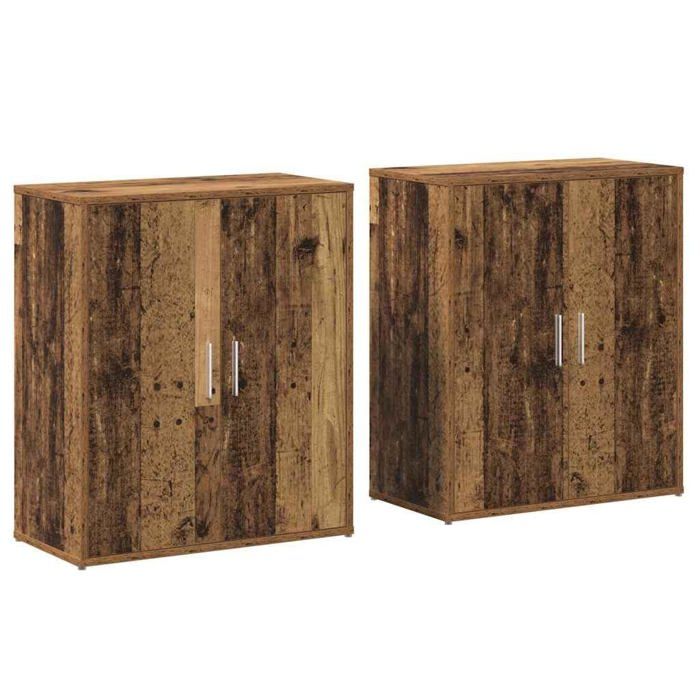 Buffet en bois dingénierie - vidaXL - Bois Ancien - 60x31x70 cm - 2 portes à charnières - Grand espace de stockage
