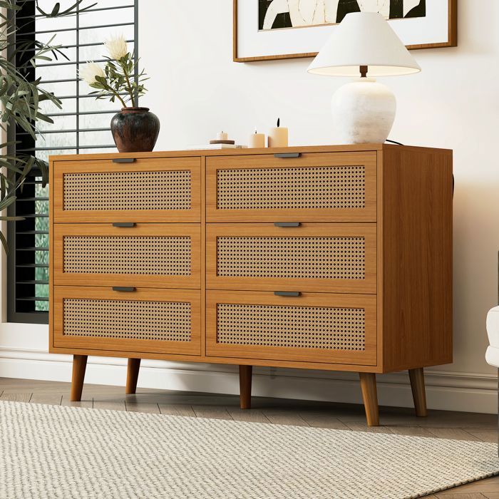 commode-6-tiroirs-bois-avec-poign-es-m-tal-design-moderne-noyer