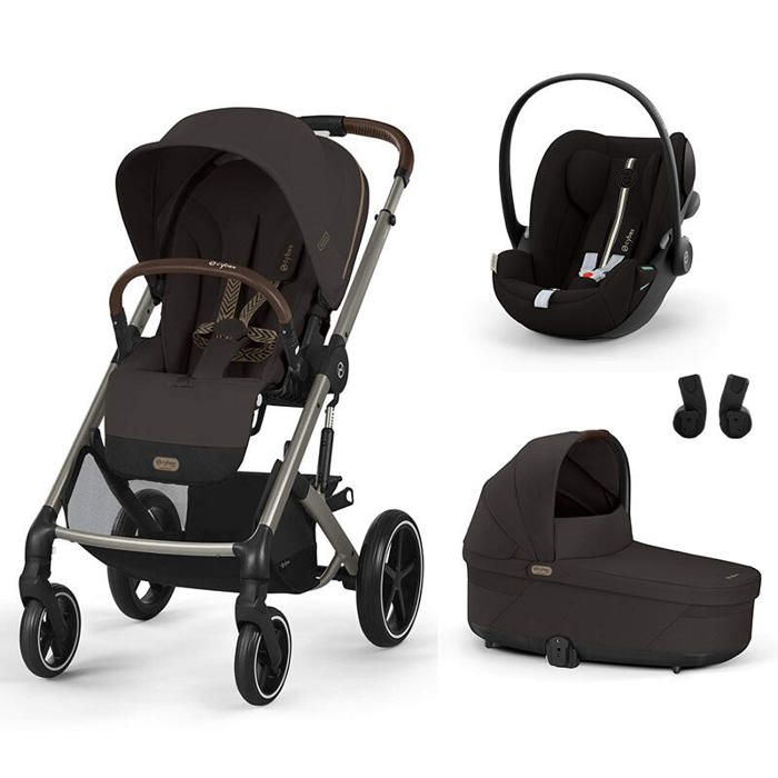 CYBEX - Poussette Trio Balios S Lux + Siège auto Cloud G3 Plus + Nacelle Cot S Lux Chocolate Brown