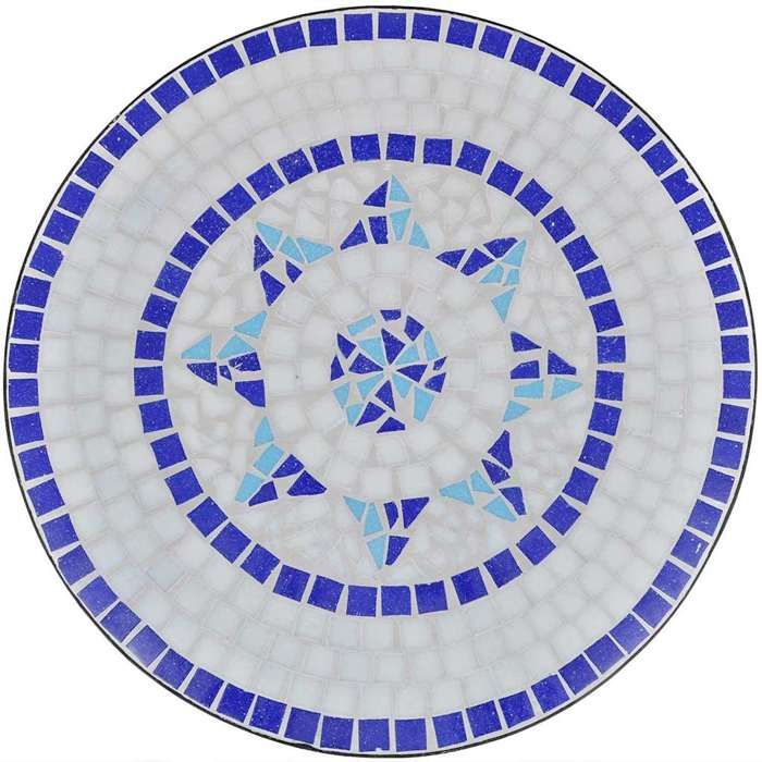 Bleu Mobilier de patio - SARAZYJ - Ensemble de bistro - 3 pcs - Carreaux céramiques Bleu et Blanc - Hot32304728