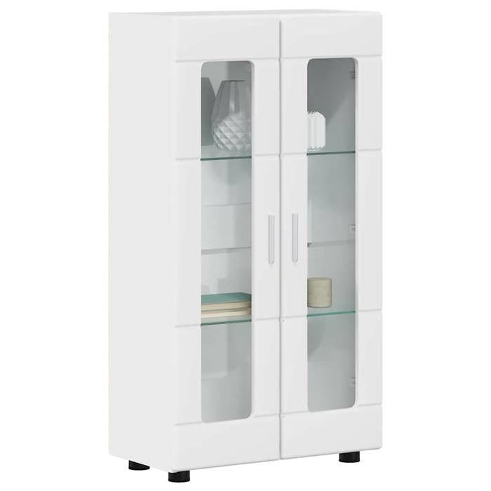 Buffet avec étagère CLARENCE® - Montage simple - Buffet bahut/Armoire de Cuisine - FLORIN Blanc brillant 55 5 x 29 x 103 cm B602484