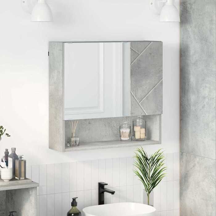 Meuble WC Gris - Armoire Miroir Gris béton 59x17x55 cm Bois dingénierie A1600