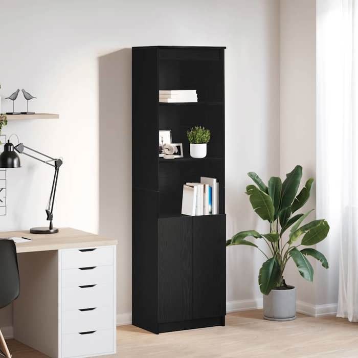 Noir Buffet haut chêne noir 50x35x180 cm bois dingénierie - Vaisselier H5091 Noir Buffet haut chêne noir 50x35x180 cm bois dingénierie - Vaisselier H5091