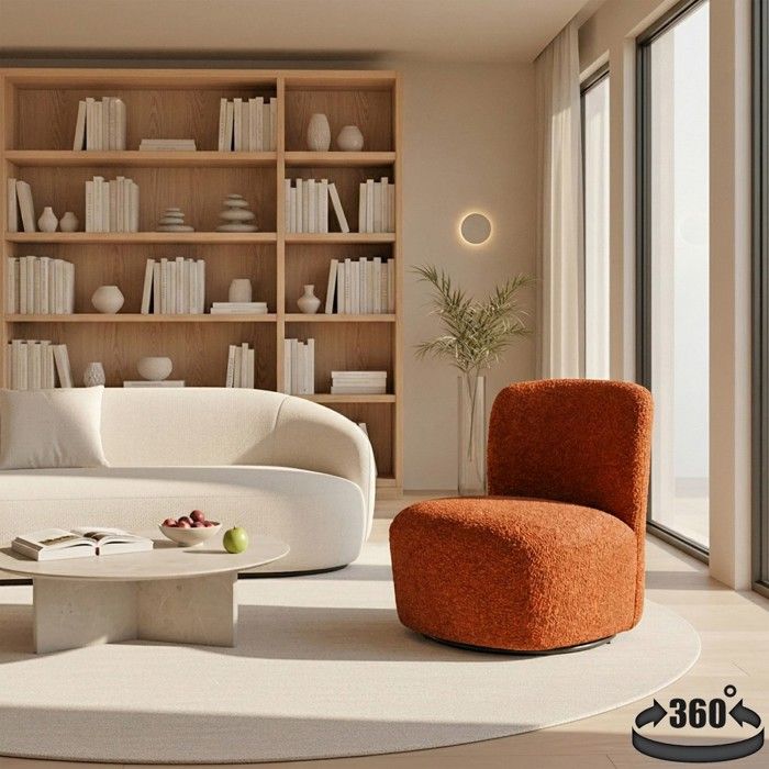 Fauteuil pivotant de salon Joya Terracotta Fauteuil pivotant de salon Joya Terracotta