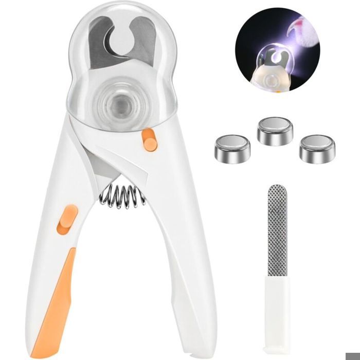 Coupe Griffes Chat Coupe Ongle Chien avec Éclairage LED Protection de Sécurité Lime a Ongles et Protection Anti Éclaboussures
