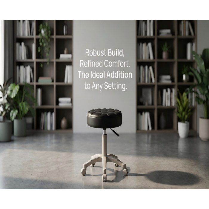 Tabouret à roulettes en similicuir hauteur réglable pivotant à 360° noir 30x30x53cm
