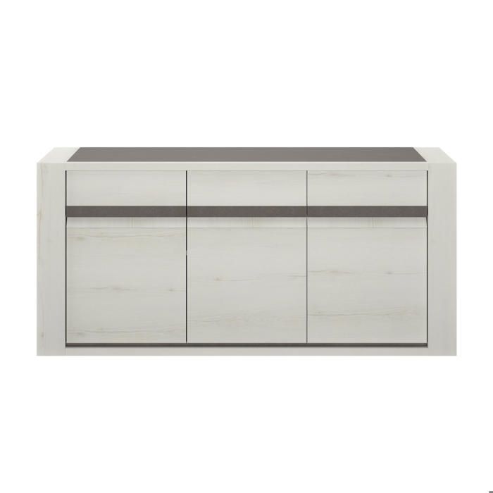 Buffet 3 portes 190cm effet bois chêne avec tablettes Buffet 3 portes 190cm effet bois chêne avec tablettes
