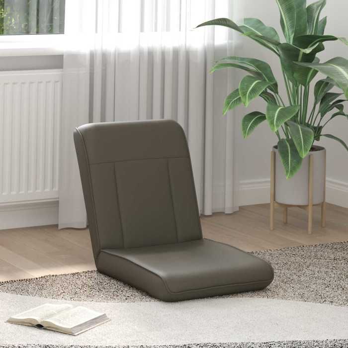 Chaise intérieure moderne vidaXL Fauteuil de sol ajustable Gris Simili cuir(11346）