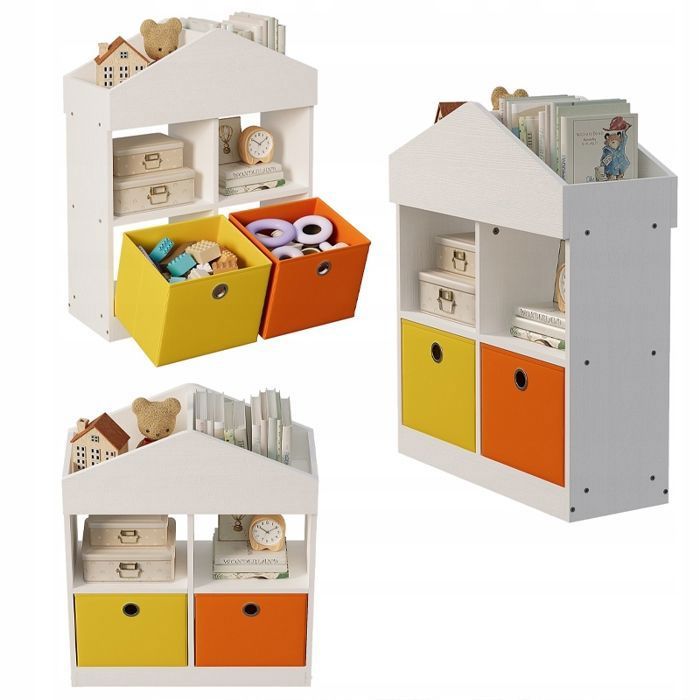 Étagère de rangement en forme de maison avec compartiments style loft blanc 64 cm