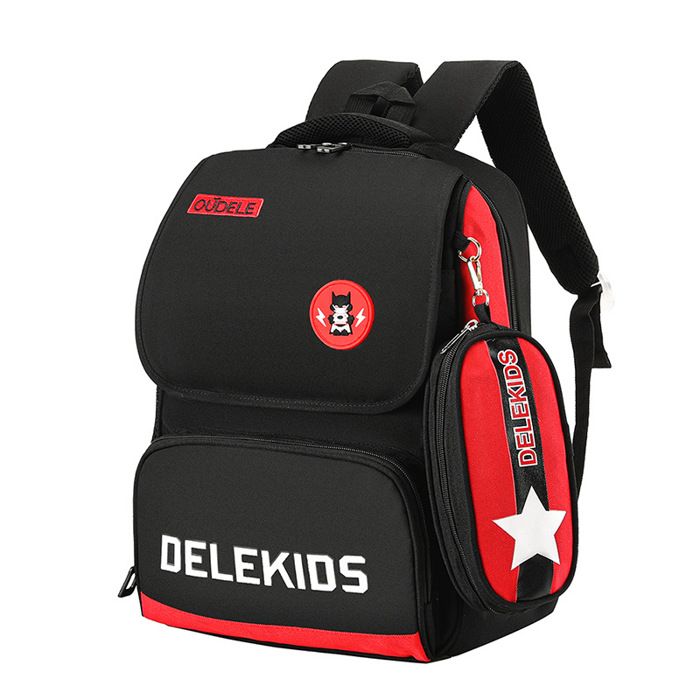 XJYDNCG Cartable Garcon Primaire Sac à Dos enfant garçon et fille Style Simple 42x28x13cm - Noir Rouge