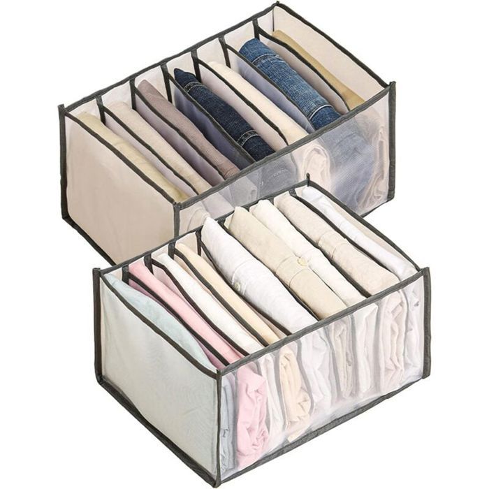 Organisateur tiroir vêtements maille pliable 7+9 compartiments idéal jeans & chemises – gain de place garanti !