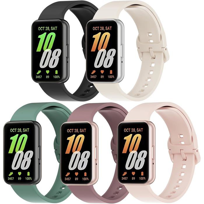 Lot De 5 Bracelets Silicone Compatible Samsung Galaxy Fit 3 SM-R390 Bracelet Sport Souple Imperméable Respirant Pour Homme Femme