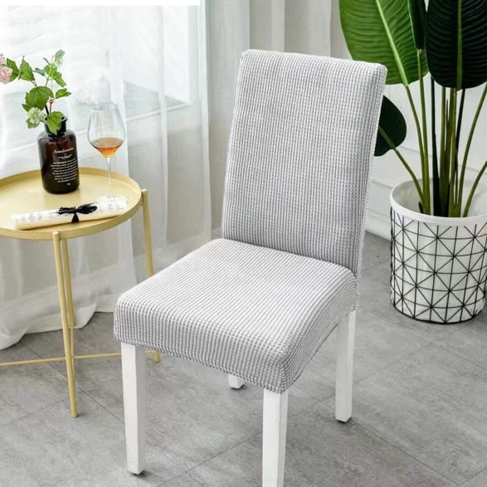 Housse De Chaise 4 Pièces Housse De Siège Intégrée Housse De Siège Élastique Pour Salle À Manger (Gris Argenté)
