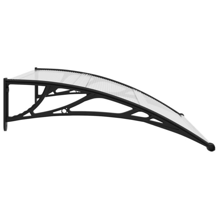 Auvent de porte d'entrée design marquise d'accueil résistante aux intempéries 240 x 100 cm noir transparent - Gamm vert