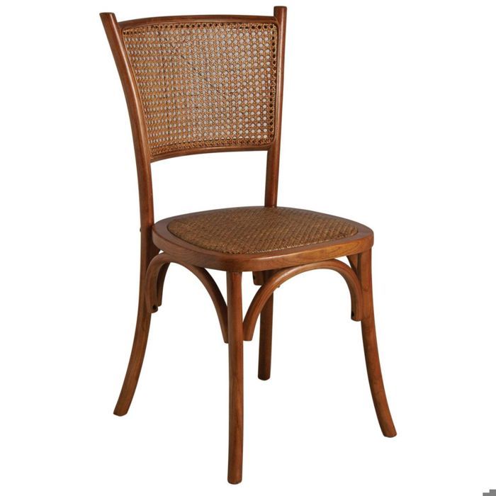 Chaise en hêtre et rotin avec dossier en cannage unitaire Chaise en hêtre et rotin avec dossier en cannage unitaire