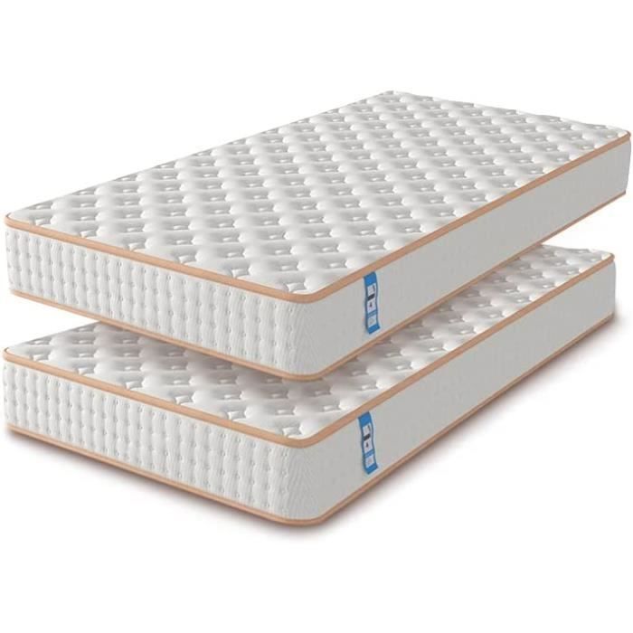 Matelas LOT 2 ERGO CONFOR 90x190 cm Mousse à Mémoire Épaisseur epaisseur 18 cm STANEW