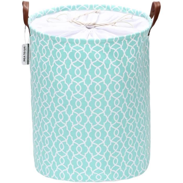 HealthyMoov Panier à Linge Deluxe En Lin Avec Poignées Cuir - Pliable Et Design Moderne
