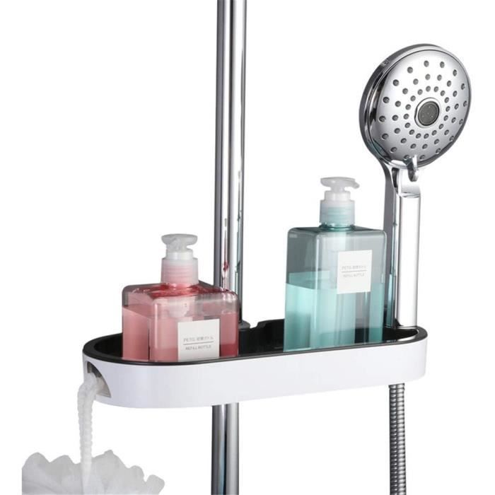 Étagère Douche Volumoon - Acier Inoxydable Noir - 2 Niveaux Avec Porte-savon - Sans Perçage