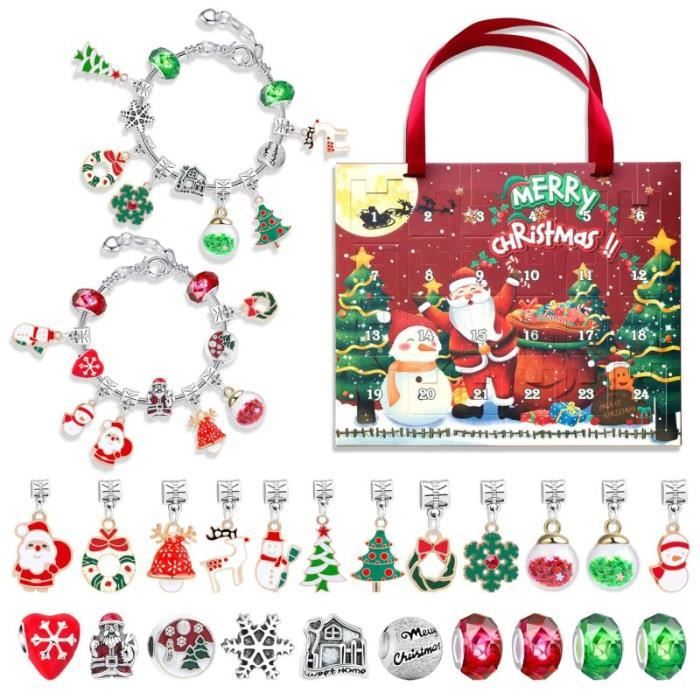 Calendrier De L'Avent 2025 Bijoux DIY Pour Femme/fille - 24 Surprises (perles) Pour Créer Un Bracelet - Kit Fabrication Bijoux Cadeau Noël