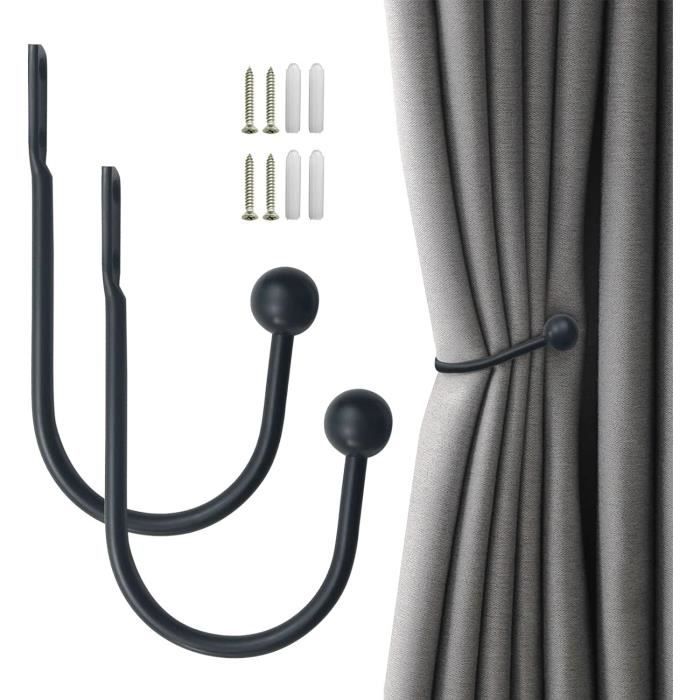 Hion Lot de 2 embrasses de rideaux noires à fixation murale pour rideaux Hion Lot de 2 embrasses de rideaux noires à fixation murale pour rideaux