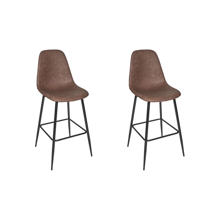 Lot de 2 Chaises de Bar - HOME DECO FACTORY - Amber - Modernes - Marron