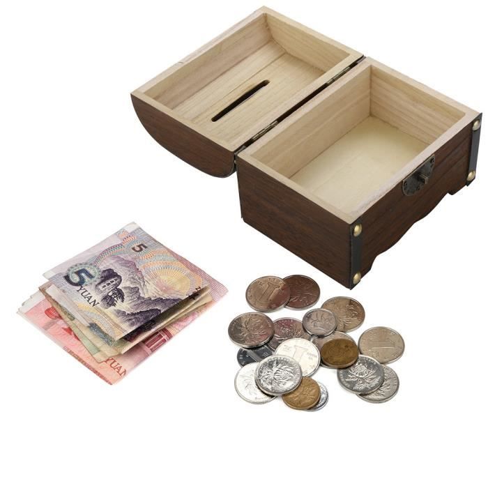 Tirelire Safe argent en bois Boîte d'épargne avec verrouillage de sculpture  sur bois à la main _dor636 - Cdiscount Maison