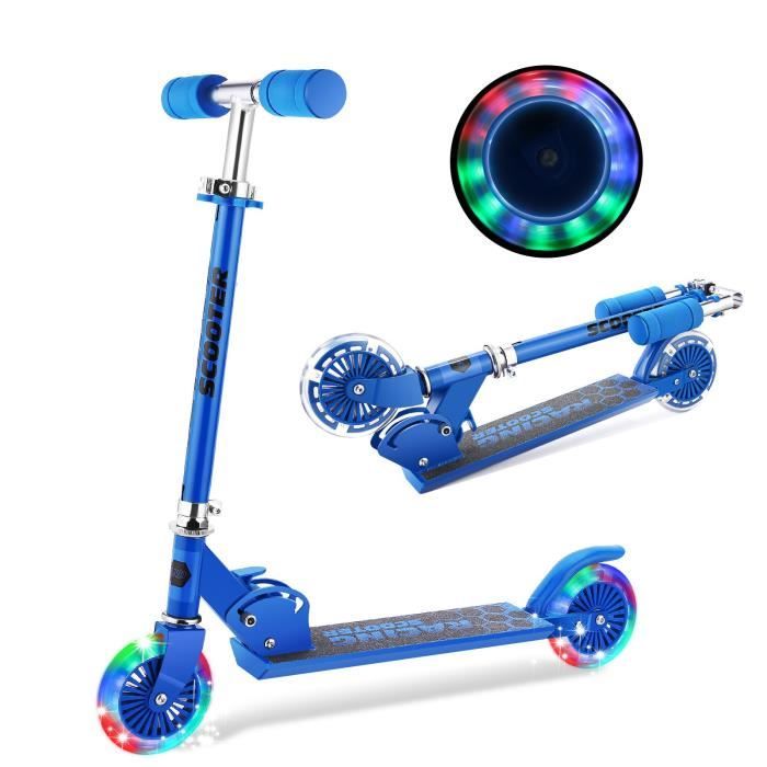 Trottinette Enfant 2 Roues Hauteur Reglable Patinette Scooter Pliant Led Lumiere Abec 7 Enfants 3 12 Ans Bleu Achat Vente Trottinette Pliant Hauteur Cdiscount
