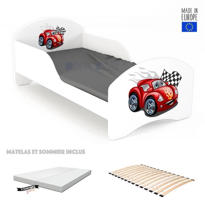 LIT ENFANT 70x140cm, AVEC MATELAS, SOMMIER & BARRE DE SECURITE – Leo2 w3