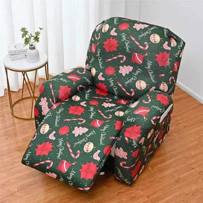 Housse De Fauteuil Noël 1 Place Extensible – Motif Père Noël Rouge, Protecteur Canapé Lavable Pour Club Chair, Cabriolet