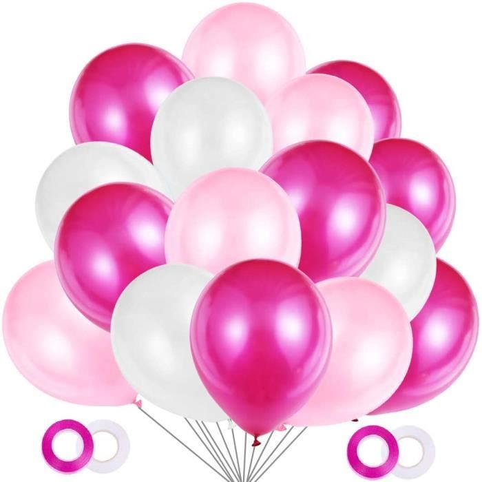 OpHvy 100 Pièces Ballons Rose Blanc Fuchsia, Ballons de Mariage, Ballon  Helium Gonflable pour Anniversaire Happy Birthday Ba[1232]