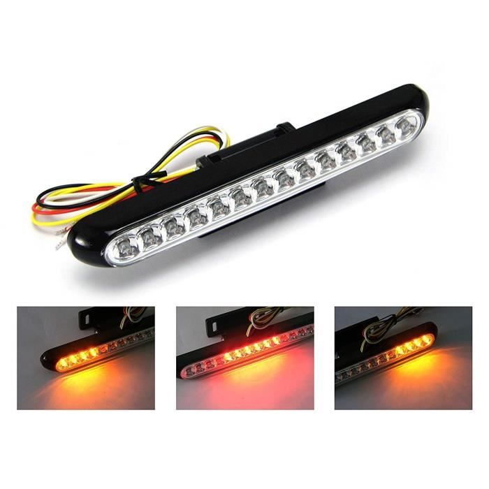 Noir LED Feu de Stop Universel Moto Mobylette-Feu Arrière avec Indicateurs Intégrés