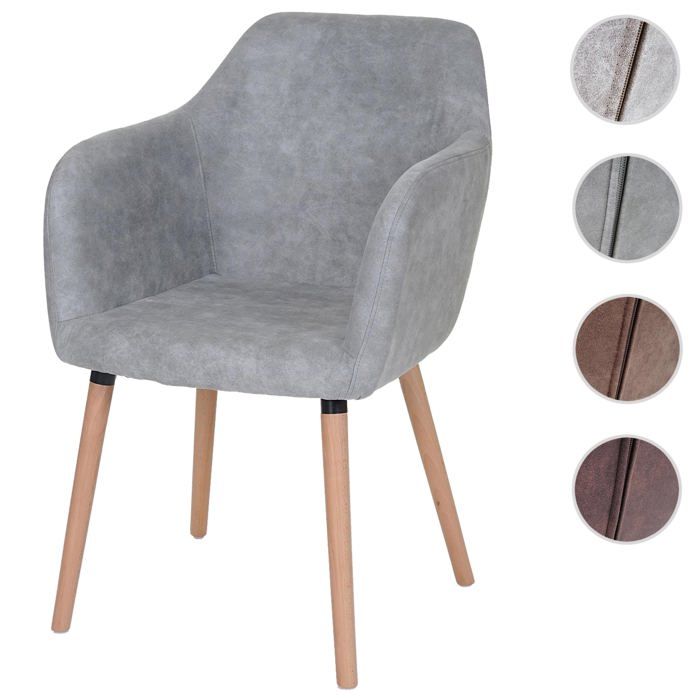 Chaise de salle à manger Malmö T381 tissu vintage gris béton