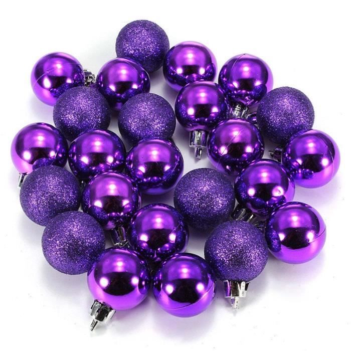 24Pcs Boules XMAS brillantes simples Chic Violet de l'ornment de l'arbe