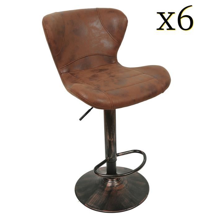 Tabouret de bar en cuir - YYIXING® - Lot de 6 - Hauteur réglable - Pivotant
