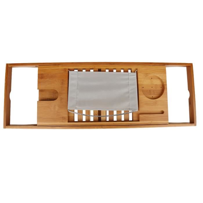 Bambou Plateau Baignoire Avec Livre, Tablette, Ipad , Bois Naturel Planche Baignoire.70-105cm*23*3cm-SET ACCESSOIRES SALLE DE BAIN