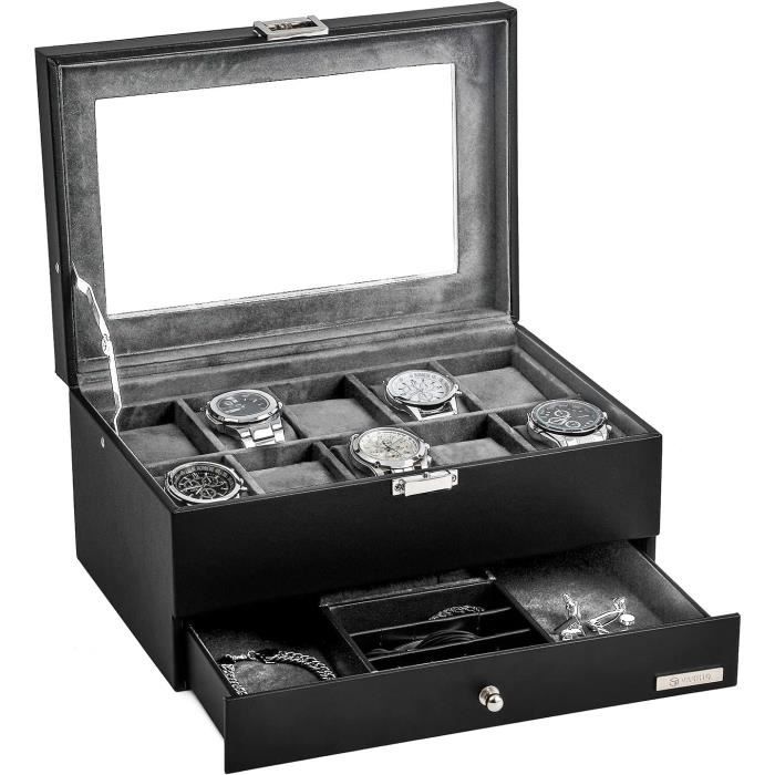 Écrins Montre Avec Coussin Noir, Boîte à Bijoux Pour Montre Blanche