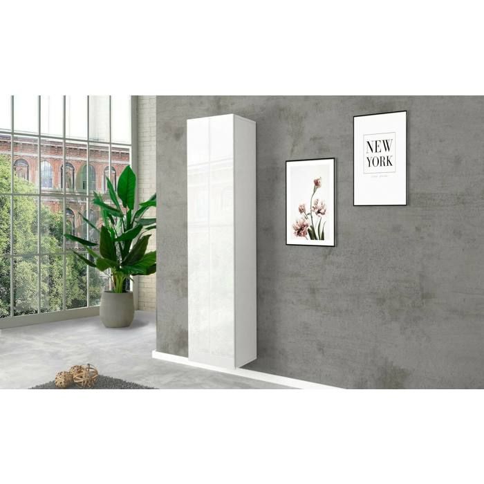 Dmora - Armoire polyvalente 1 porte Marco 40x30h180 cm Blanc brillant Panneau effet bois Dmora - Armoire polyvalente 1 porte Marco 40x30h180 cm Blanc brillant Panneau effet bois