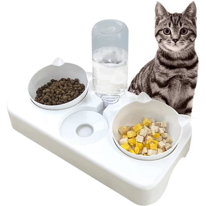Comparer les prix de GOBRO Gamelle Chat Sureleve 3 en 1, Gamelle Double pour Séparation Sèche et Humide et Abreuvoir Automatique, Bol pour Chat Incliné