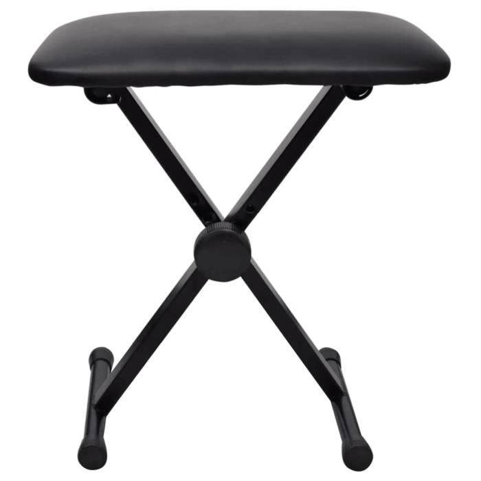 Tabouret De Piano Réglable Noir - 3 Hauteurs, Pliable - Pour Piano, Clavier, Orgue - Confort Et Gain De Place - 4