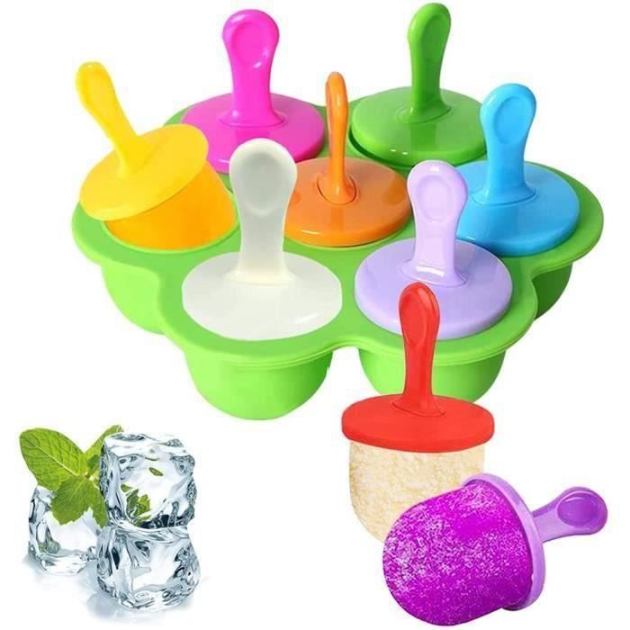 Moules à Glace en Silicone, 6 Cavités Moule à Glace Popsicle Réutilisable avec Bâtonnets, Moule
