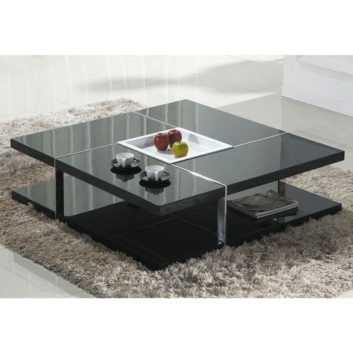 Table Basse - LA MAISON DU CANAPÉ - VIVA - Laquée - Carré - Contemporain - Noir