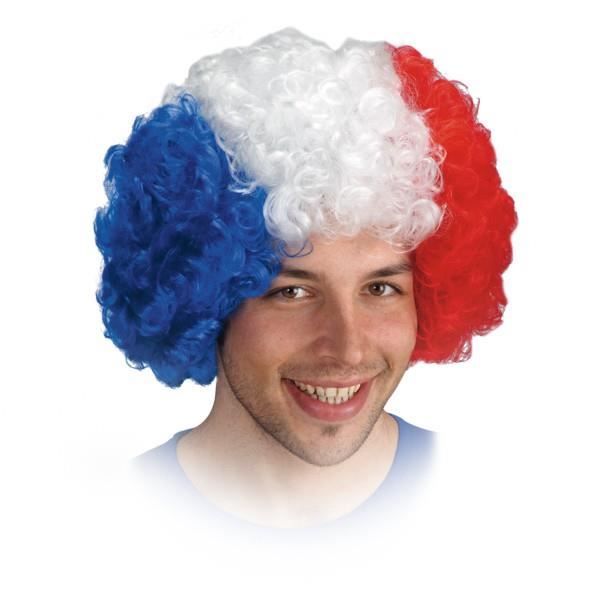 Perruque bleu blanc shop rouge