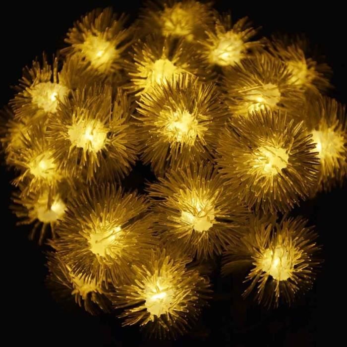 Guirlande Solaire Fleurs LED 6m - 50 LEDs, Panneau Solaire, Batterie Intégrée - Imperméable IP55, Pour Jardin, Terrasse, Noël - Blanc