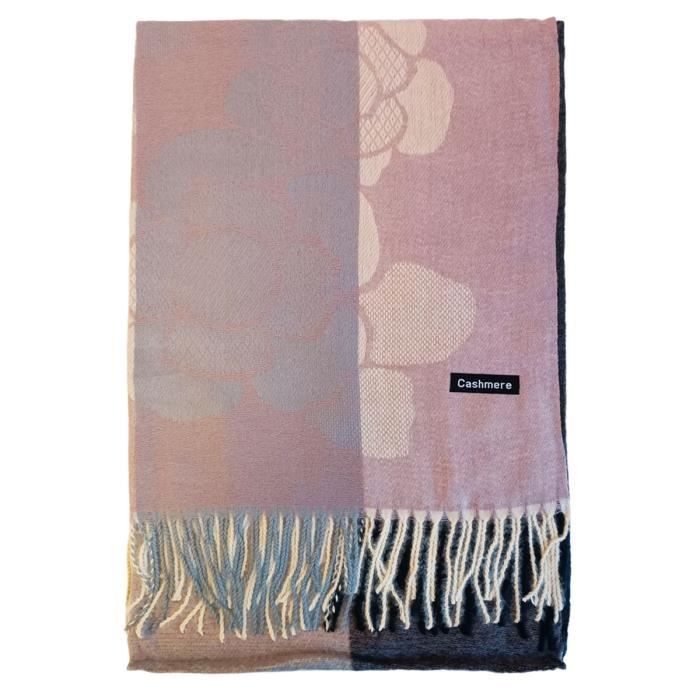 Écharpe à Franges En Cachemire Citron Et Fleur – Écharpe