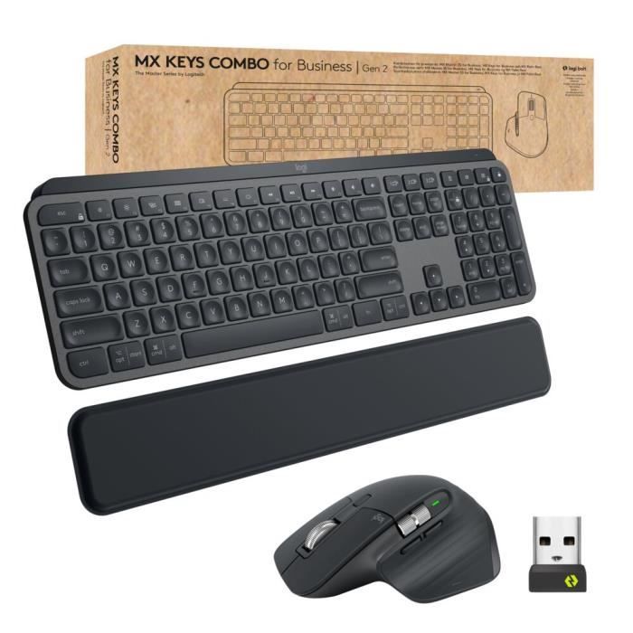 Logitech Combo de clés MX pour les entreprises Gén 2 Ensemble clavier et rétroéclairé sans fil Bluetooth LE QWERTZ Suisse