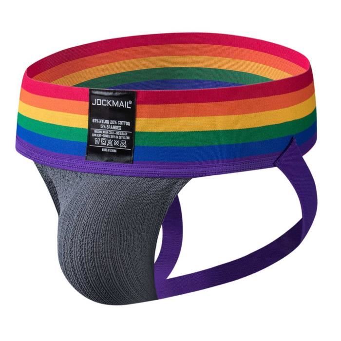 JOCKMAIL Sousvêtement sexy pour homme Arcenciel Couleur assortie Ceinture large String taille