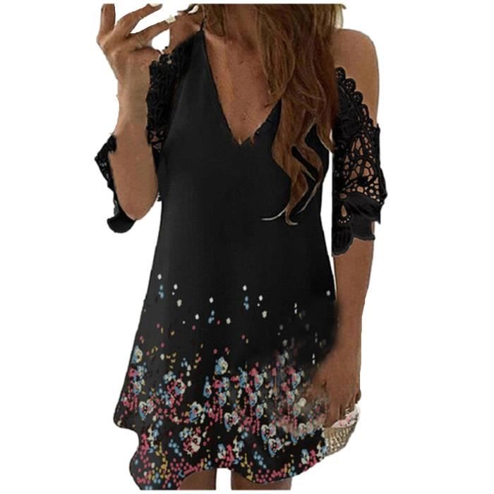 Robe Col Rond Décontractée Manches Courtes Simple