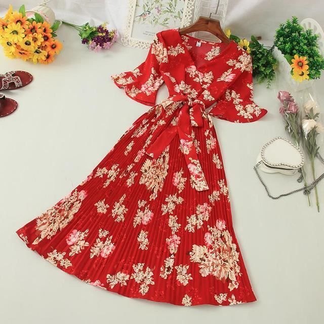 Robe Médiévale Renaissance à Lacets - Imprimé, Manches Évasées - Pour Halloween Et Fêtes